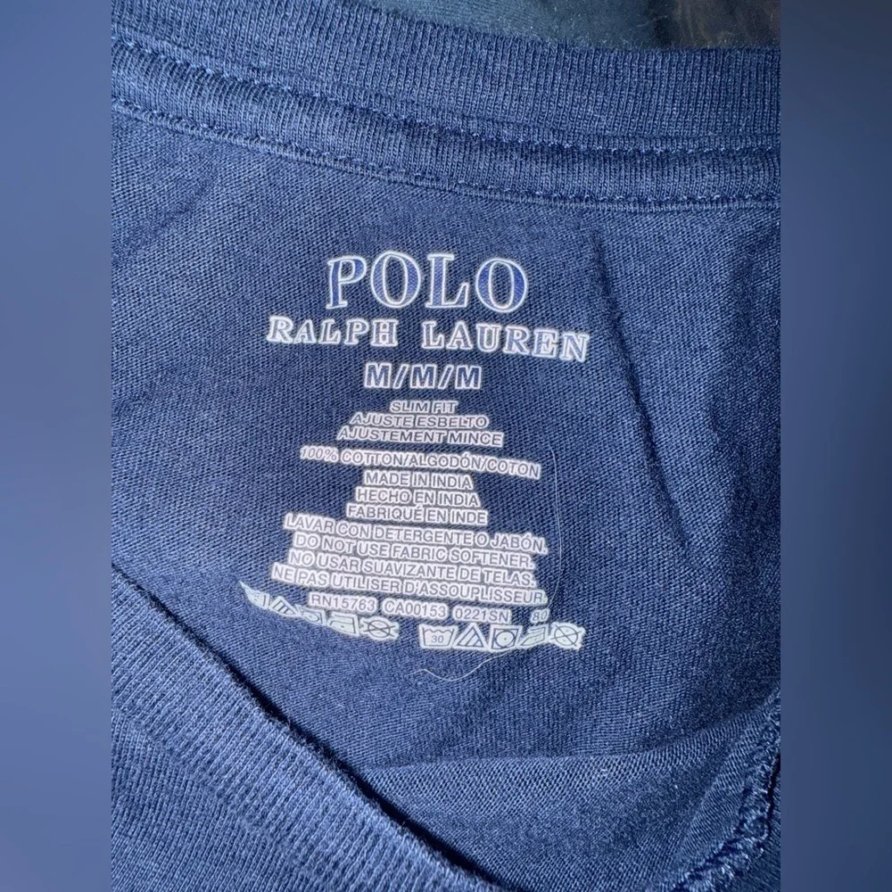 Polo Ralph Lauren Dark Blue Short Sleeve Tee w/white Polo horse on bottom left